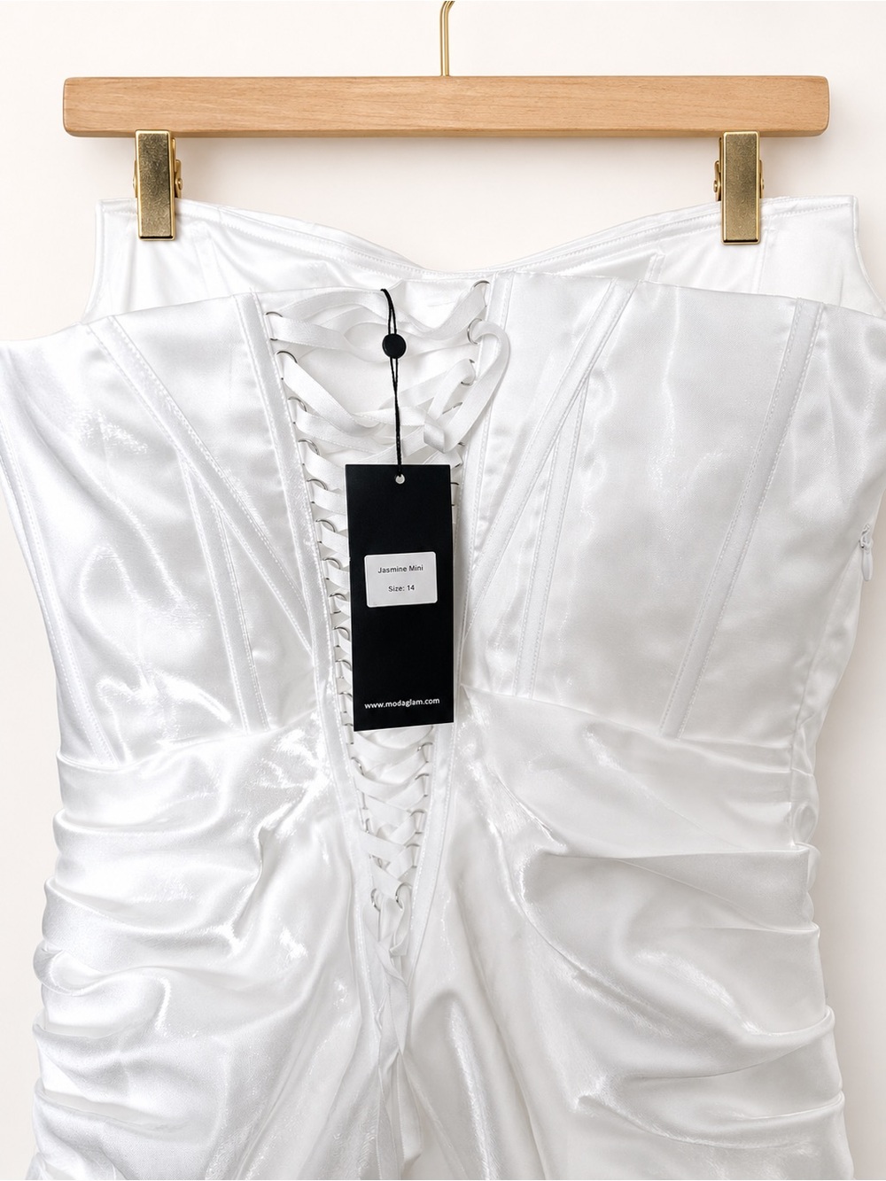 Moda glam boutique- JASMINE STRAPLESS CORSET MINI DRESS- WHITE